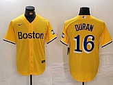 Men's Boston Red Sox #16 Jarren Duran Gold City Connect Stitched Baseball Jersey,baseball caps,new era cap wholesale,wholesale hats